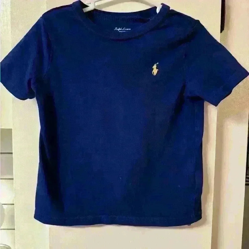 Ralph Lauren polo t shirt size 24m. Navy Blue with a yellow horse. EUC - Picture 1 of 2